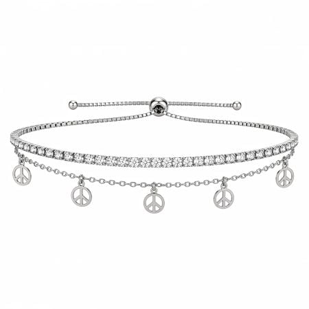 Handmade Silver Jewelry Peace Charm Bracelet